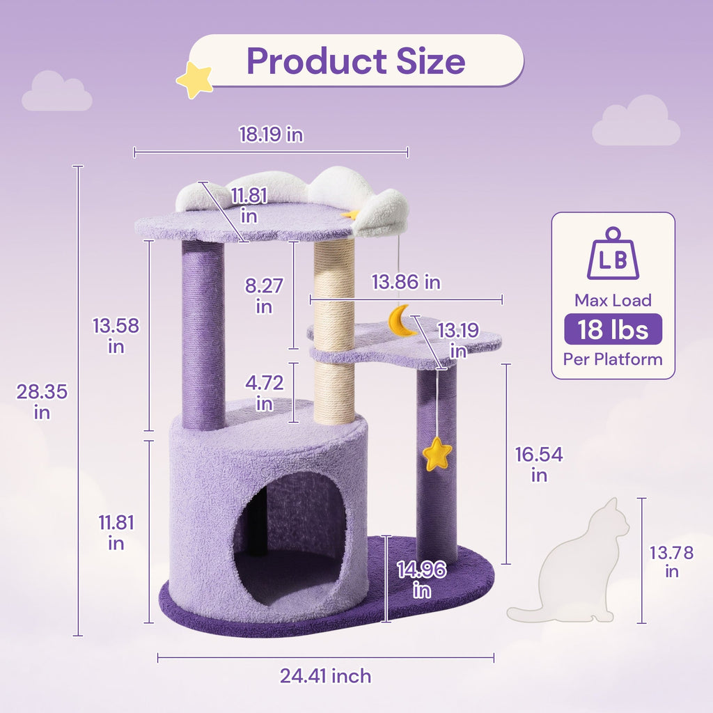 Moonlight Cottage Cat Tree - Size Reference