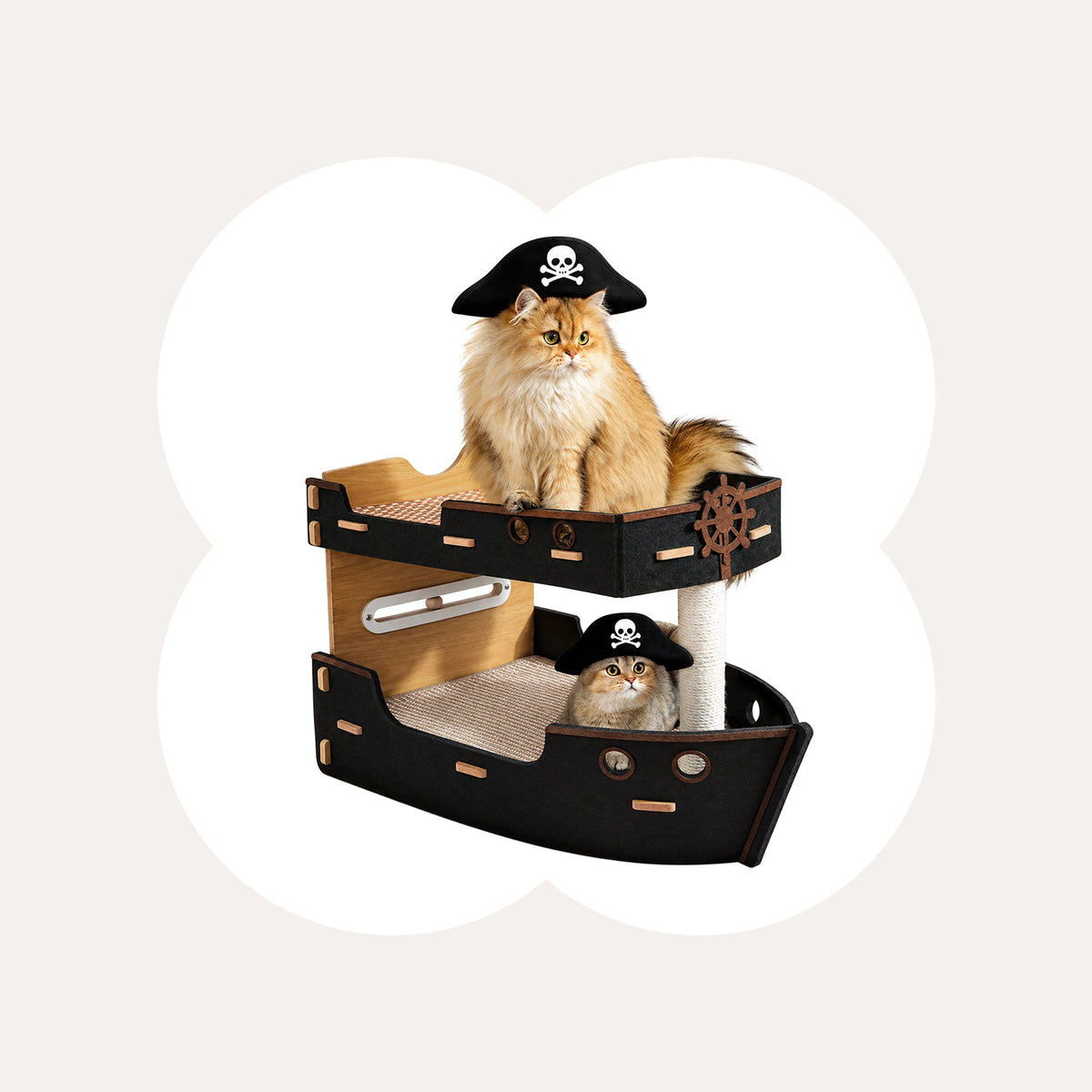 Pirate Ship Cat Bed - Cat Inside