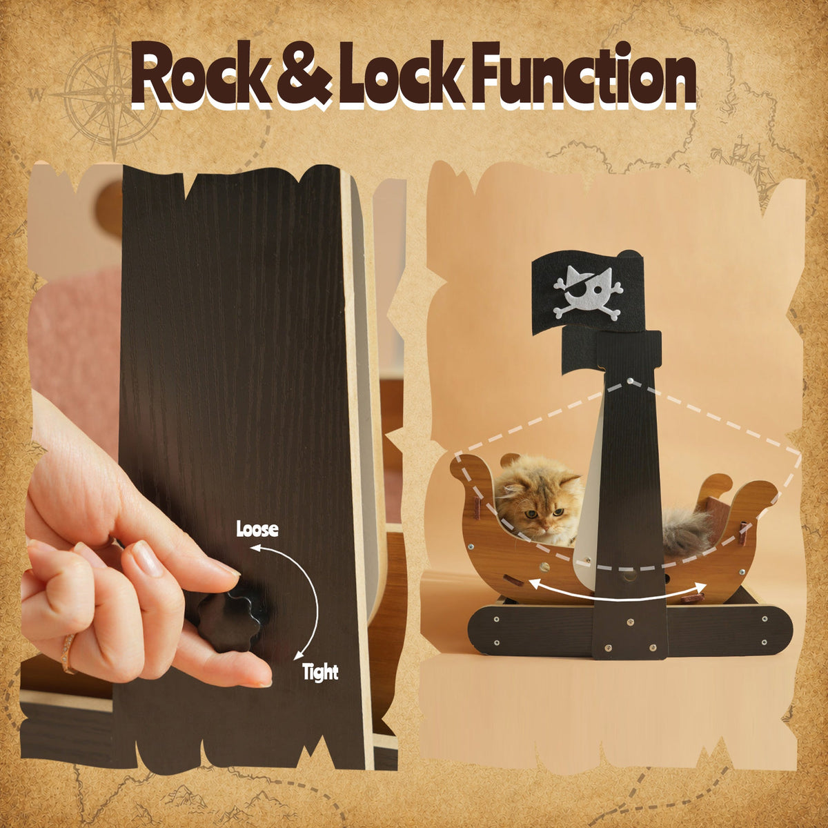 Pirate Ship Cat Bed - Multi-Cat Use