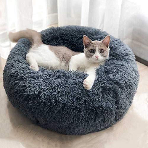 Premium Fluffy Round Cat Bed side view