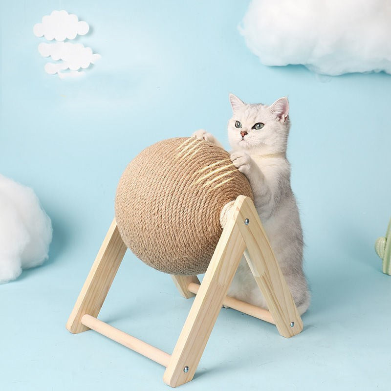 Cat Playing with Cactus Scratch Ball