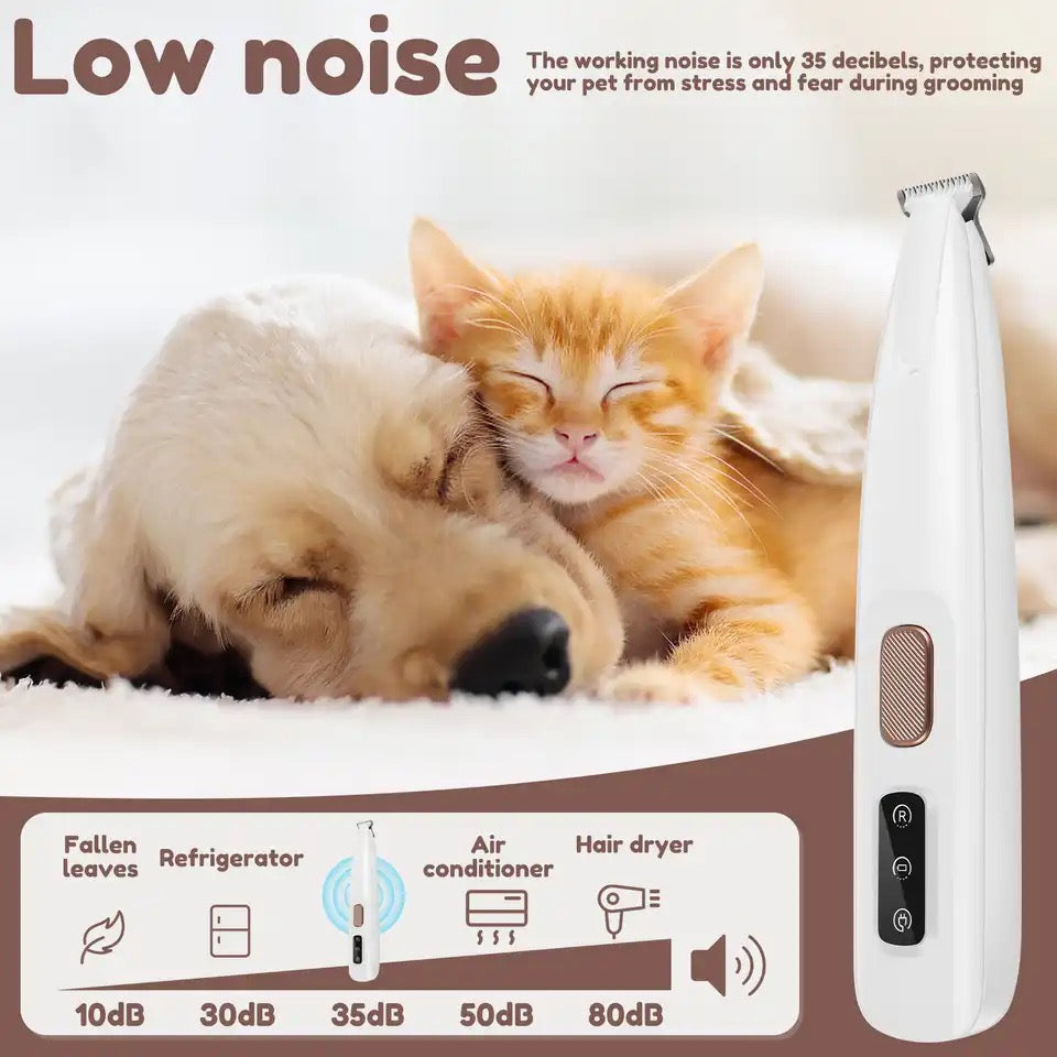 Dog paw grooming with LED trimmer