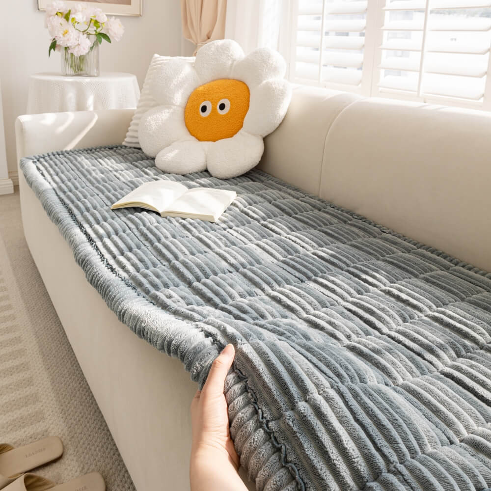 Dog resting on flannel pet mat