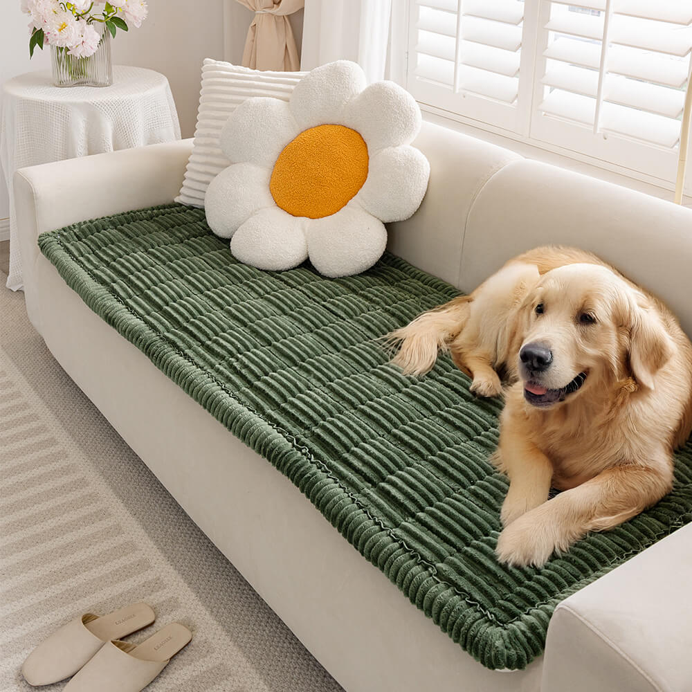 Soft flannel pet mat in use on sofa