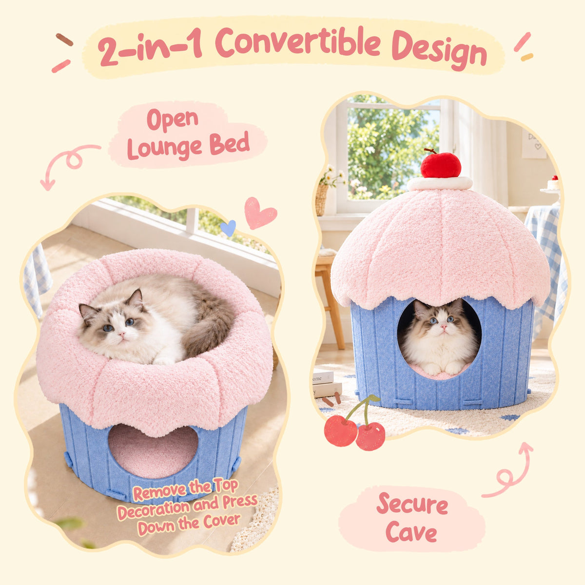 Cupcake 2-in-1 Felt Cat Condo