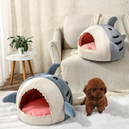 Plush Shark Pet Bed front view