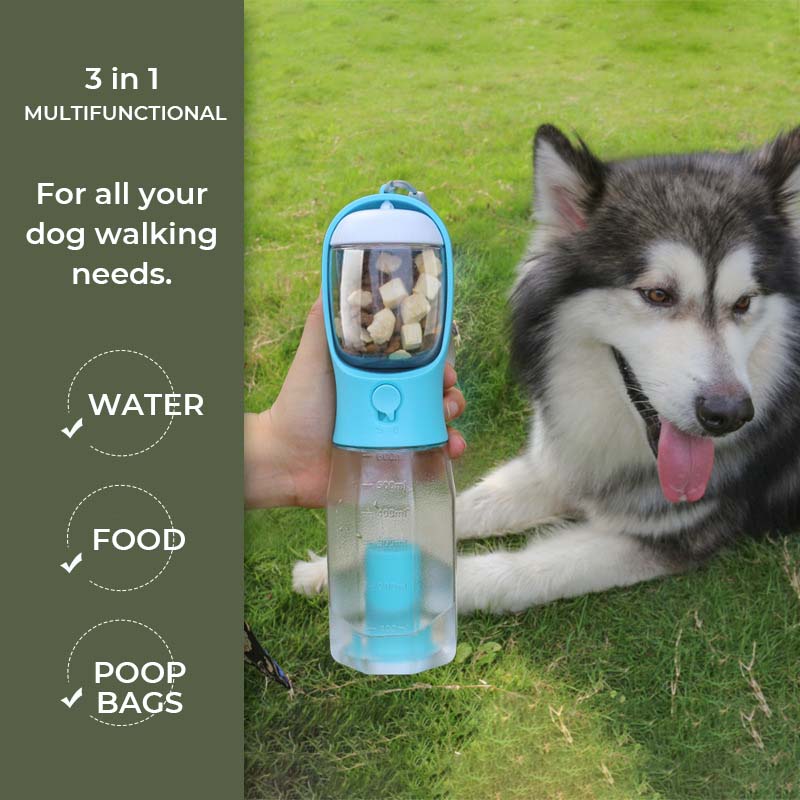 3-in-1 Dog Walking Water Bottle - compartments