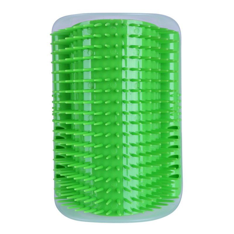 Green cat self-grooming corner brush