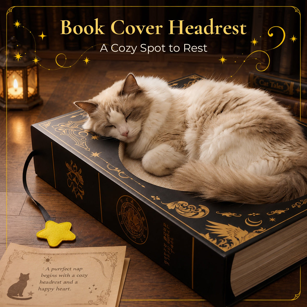 Midnight Grimoire Cat Scratcher — Gothic Book Design