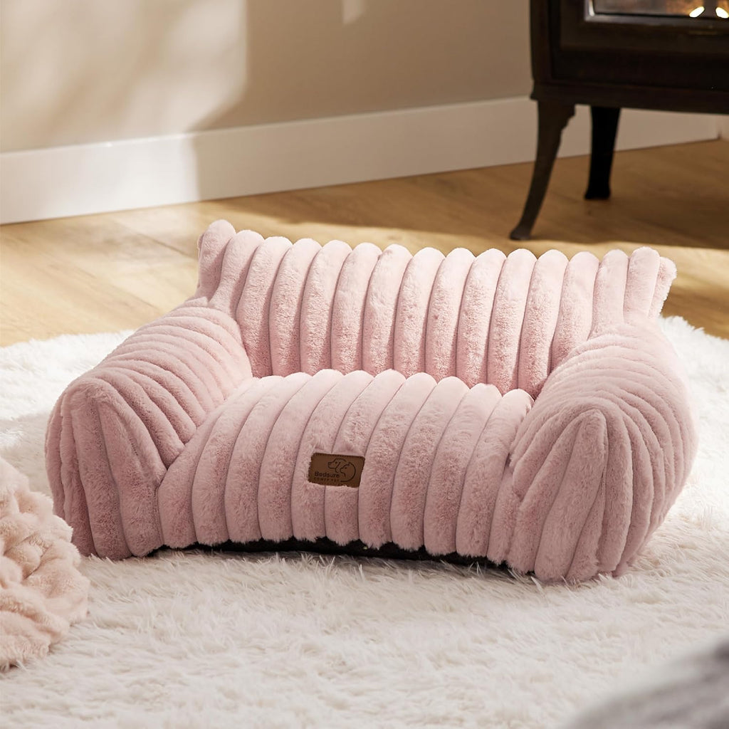 Cat Resting in Plush Sofa Bed