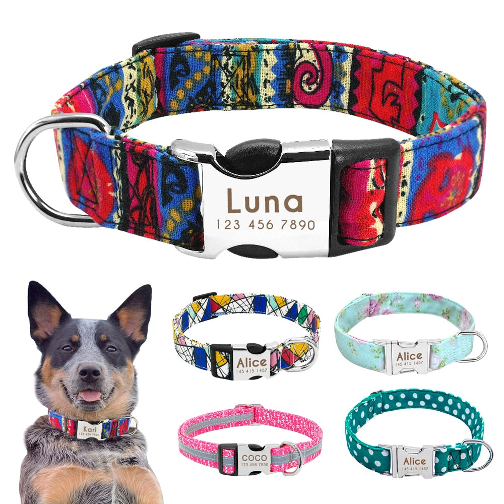 Personalized Dog Collar with Nameplate Close-up