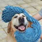 Quick-Dry Chenille Pet Towel in use