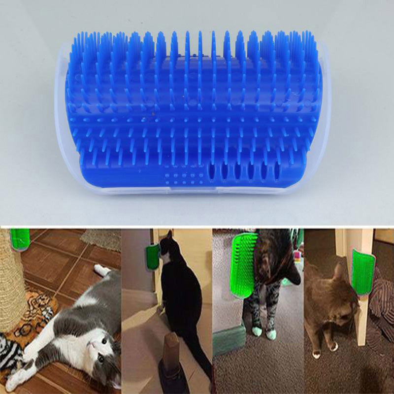 Cat Self-Grooming Corner Brush mounted