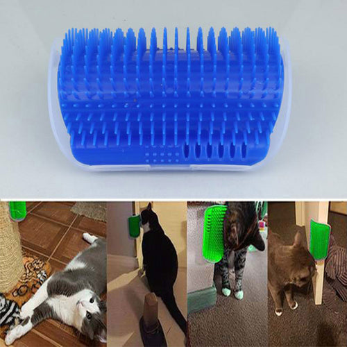 Cat Self-Grooming Corner Brush mounted