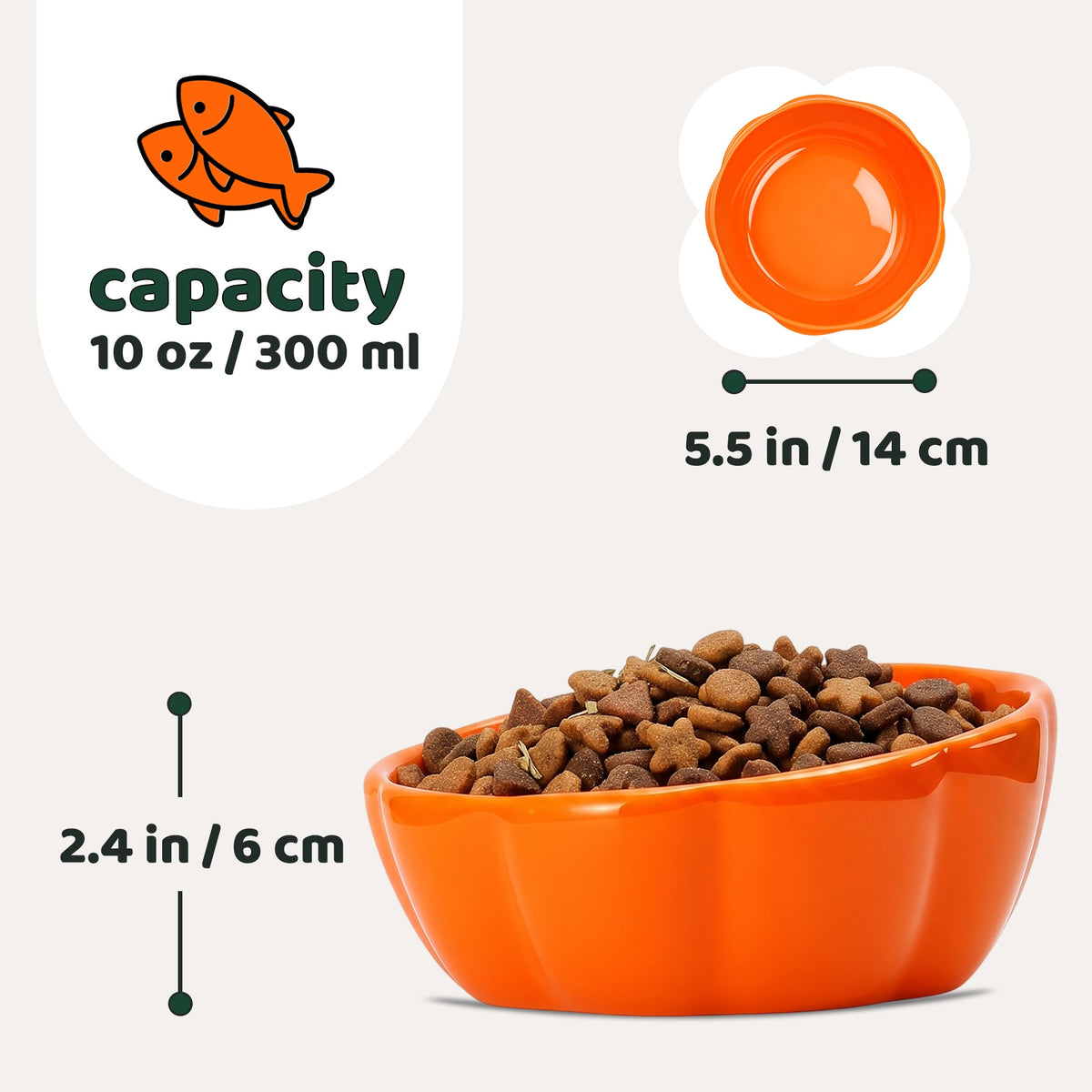 Pumpkin Cat Bowl - Size Reference