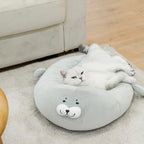Plush Seal Pet Bed — Soft Lounge for Cats and Small Dogs