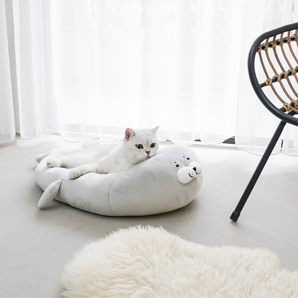 Plush Seal Pet Bed — Soft Lounge for Cats and Small Dogs