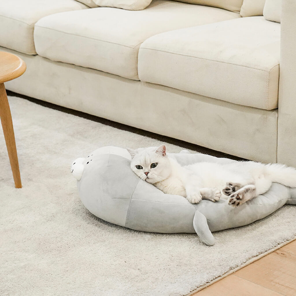 Plush Seal Pet Bed — Soft Lounge for Cats and Small Dogs